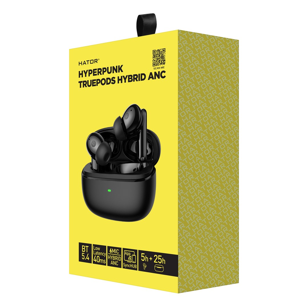 HATOR Hyperpunk Truepods Hybrid ANC Headset True Wireless Stereo (TWS) In-ear Calls/Music Bluetooth Black-4