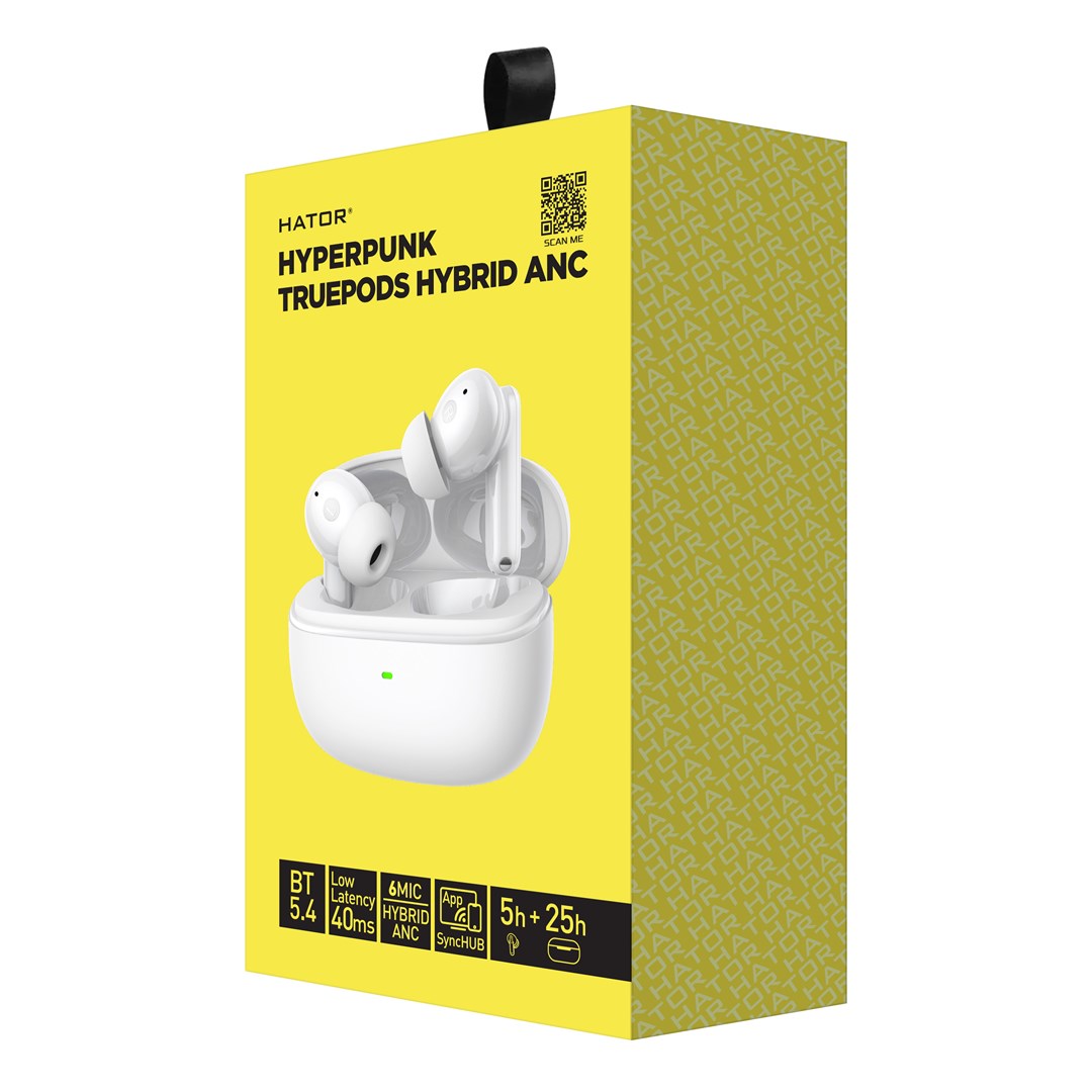 HATOR Hyperpunk Truepods Hybrid ANC Headset True Wireless Stereo (TWS) In-ear Calls/Music Bluetooth White-4