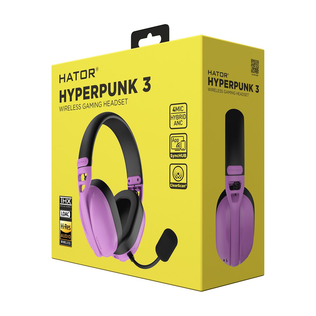 HATOR Hyperpunk 3 Wireless Headset Wired & Wireless Head-band Gaming USB Type-C / USB Type-A Bluetooth Violet-9