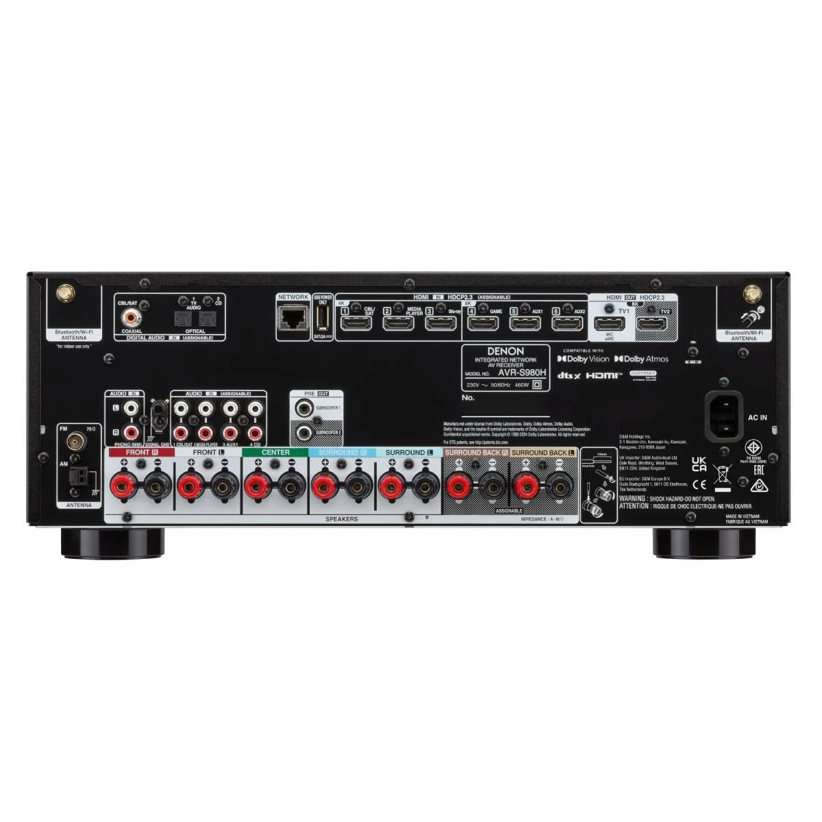 AV receiver DENON AVR-S980H (7.2 kanala, 8K, 90W, Dolby Atmos, HEOS, crna boja)-3
