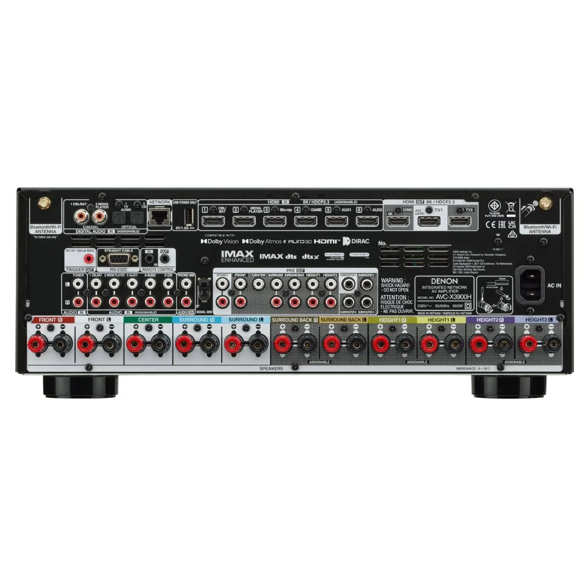 AV receiver DENON AVC-X3900H (9.4 kanala, 8K, 105W, Dolby Atmos, HEOS, crna boja)-3