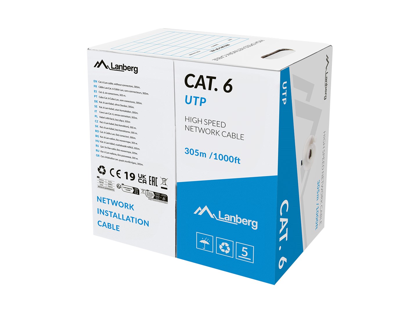 LANBERG LAN CABLE UTP CAT.6 305M SOLID CU LSZH GREY CPR + FLUKE PASSED-4