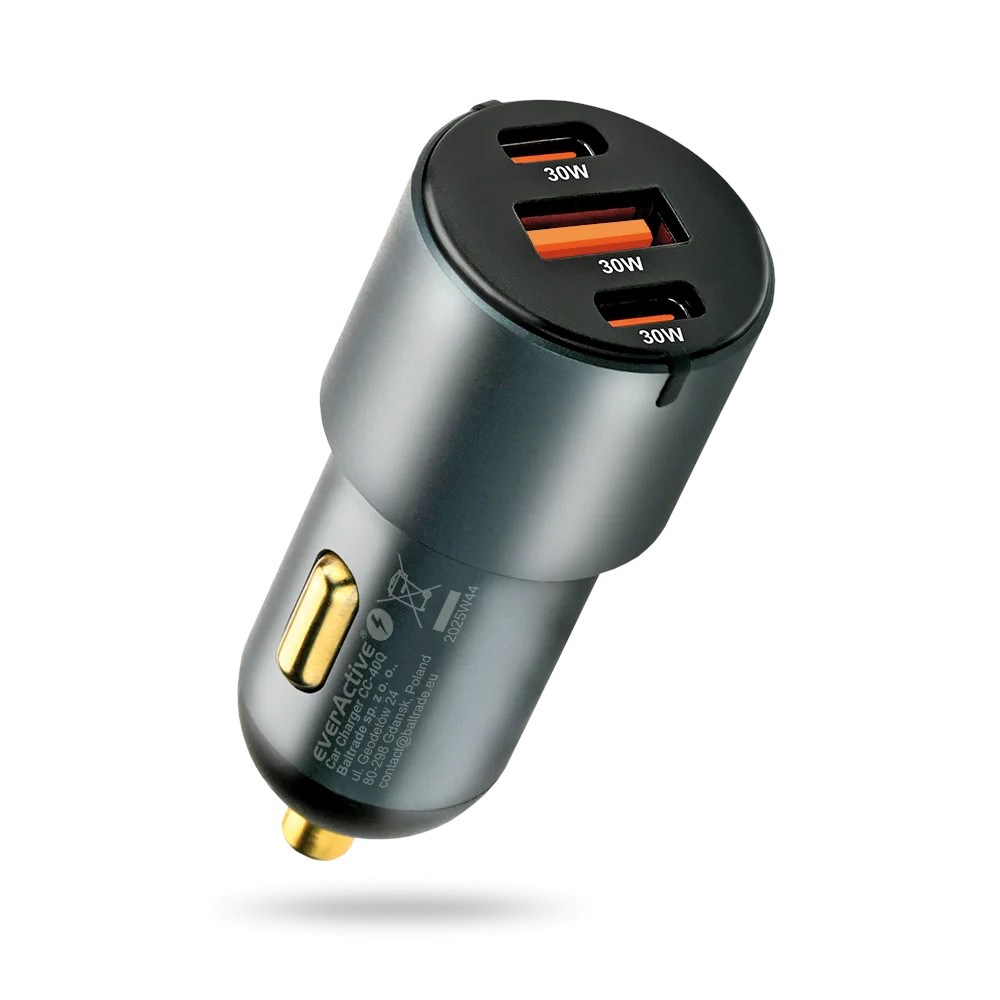 Auto punjač EVERACTIVE CC-40Q 40W (2x USB-C PD, 1x USB-A QC 3.0)-0