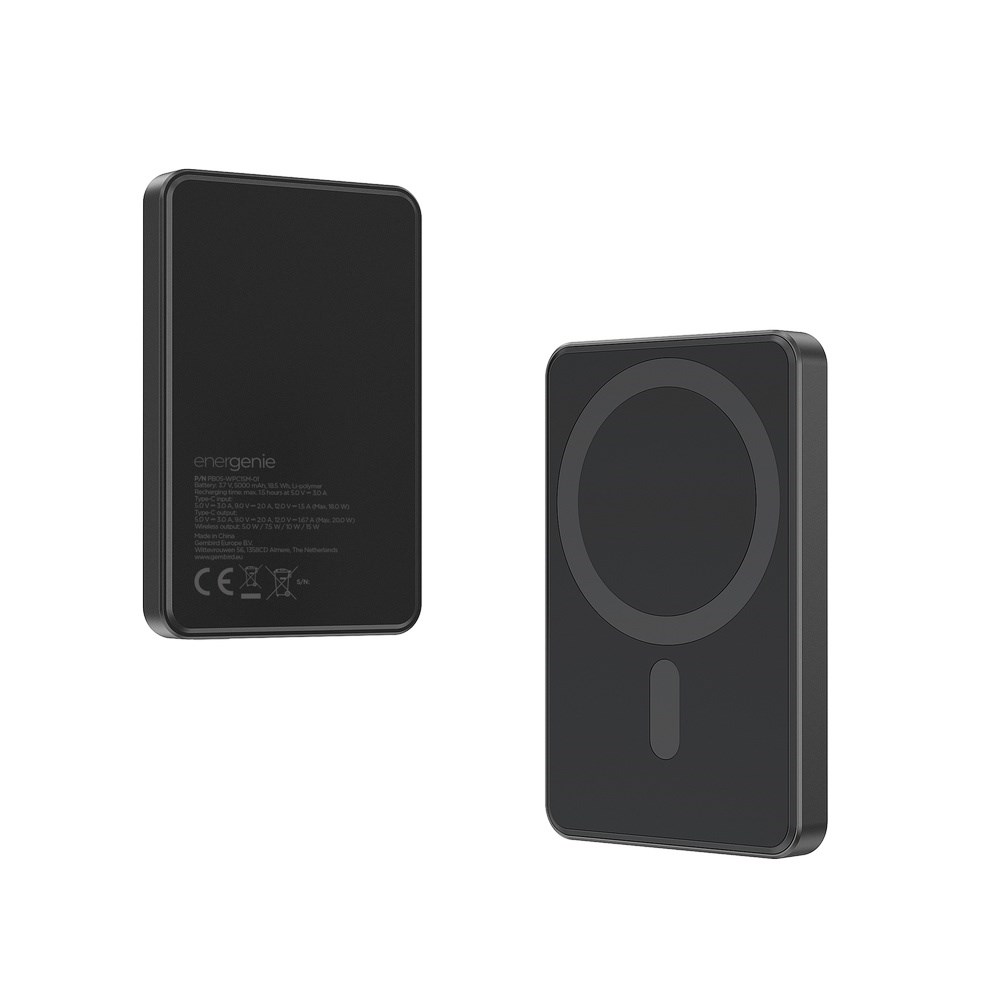 Magnetska prijenosna baterija GEMBIRD PB05-WPC15M-01 5000 mAh, 15W, crna boja-2