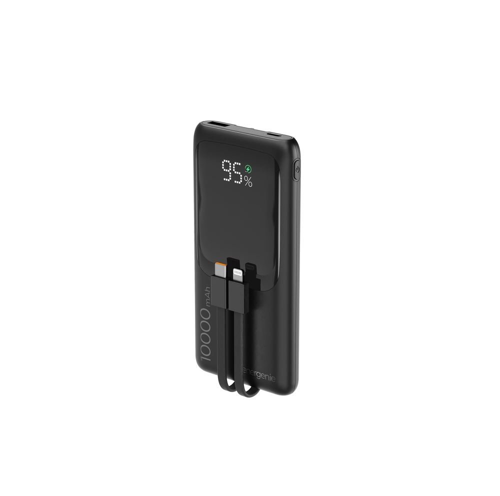 Prijenosna baterija GEMBIRD PB10-PD20-LCD-01 10000 mAh 20W (integrirani kabeli, LCD), crna boja-2