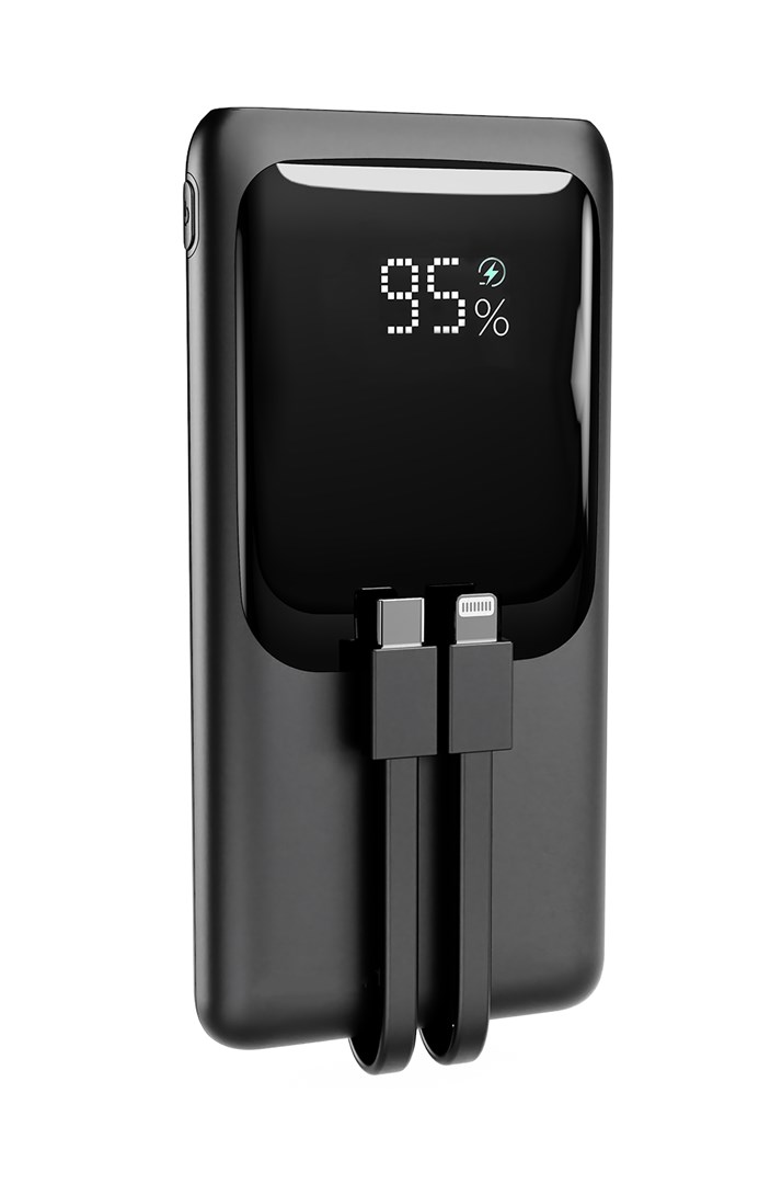 Prijenosna baterija GEMBIRD PB10-PD20-LCD-01 10000 mAh 20W (integrirani kabeli, LCD), crna boja-1