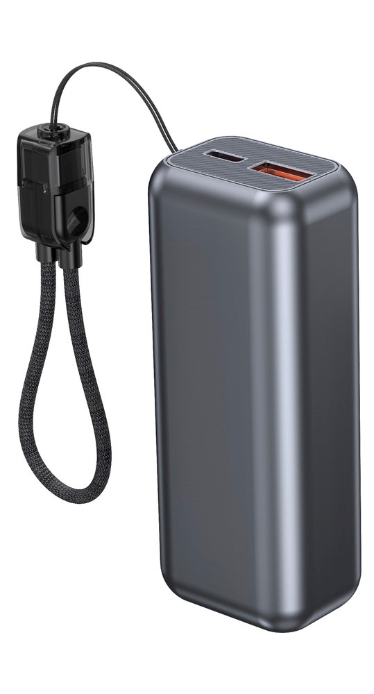 Prijenosna baterija GEMBIRD PB10-PD20-LCD-01 10000 mAh 20W (integrirani kabeli, crna boja)-1