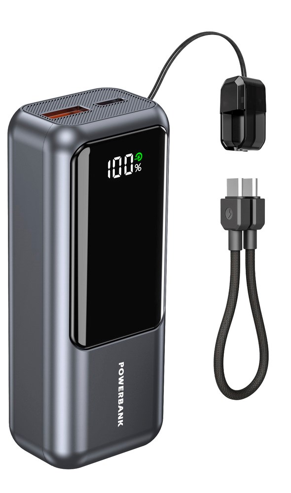 Prijenosna baterija GEMBIRD PB10-PD20-LCD-01 10000 mAh 20W (integrirani kabeli, crna boja)-2