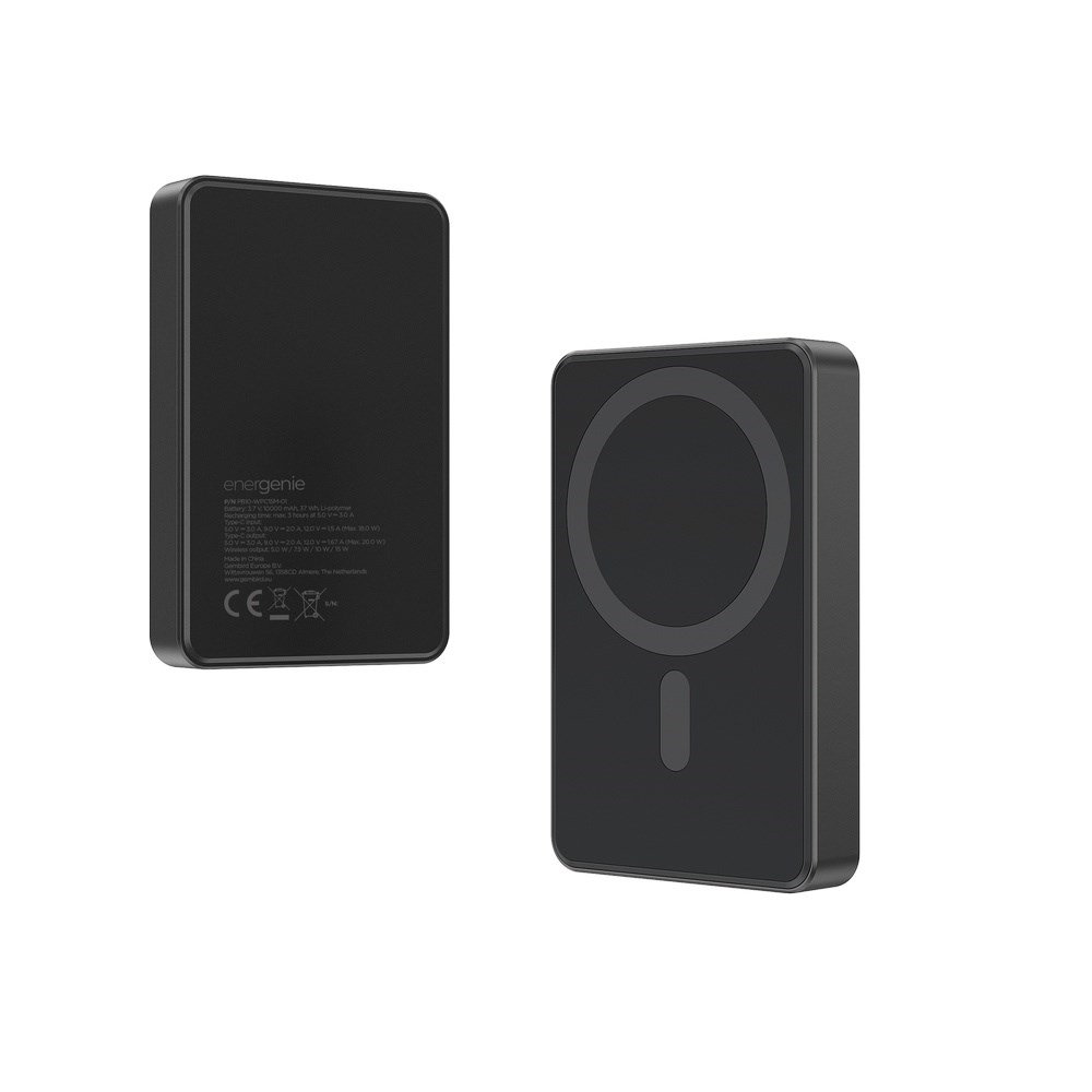 Magnetska prijenosna baterija GEMBIRD PB10-WPC15M-01 10000 mAh, 15W, crna boja-2