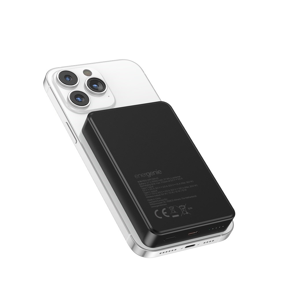 Magnetska prijenosna baterija GEMBIRD PB10-WPC15M-01 10000 mAh, 15W, crna boja-4