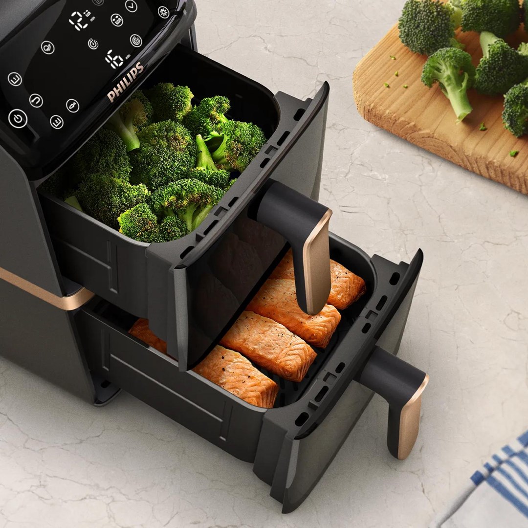 Philips 4000 series NA462/80 fryer Double 10 L Stand-alone 2750 W Hot air fryer Black, Gold, Grey-1