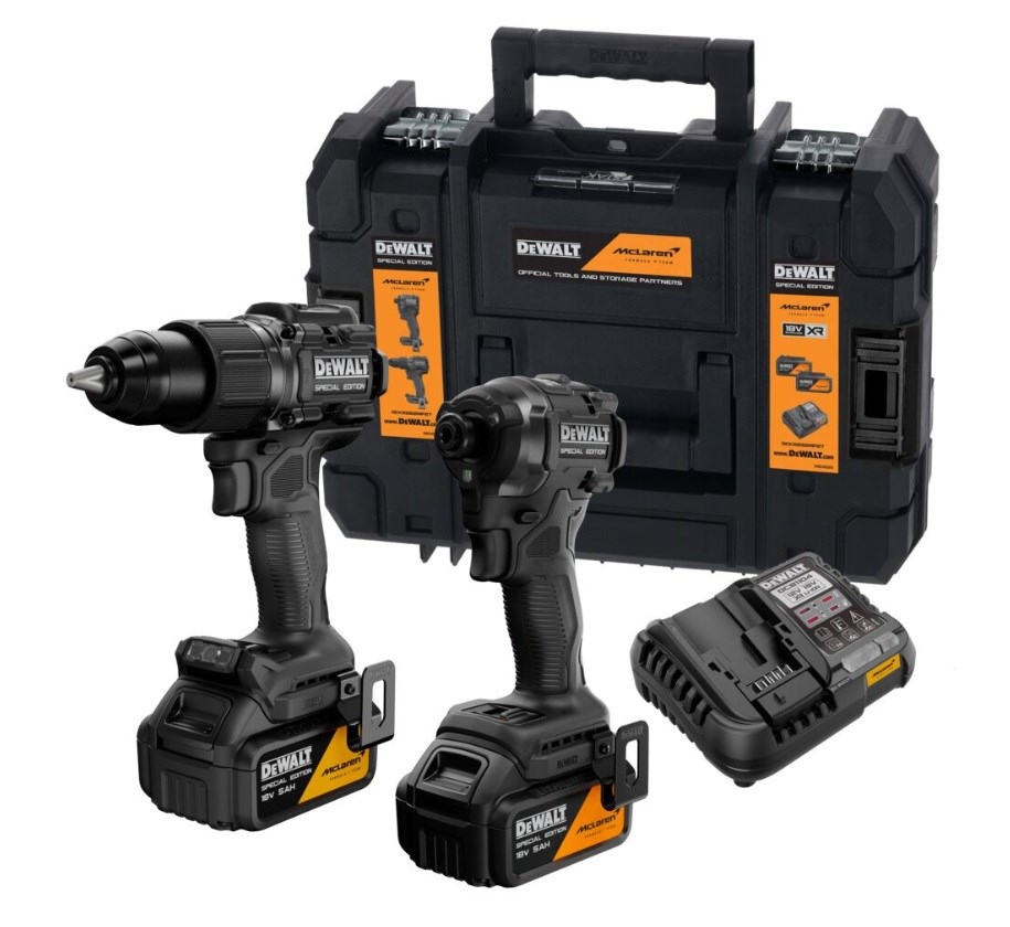 Set akumulatorskih alata DEWALT DCK200ME2GT 18V XR (2x 5.0Ah POWERSTACK) McLaren F1 Team Edition