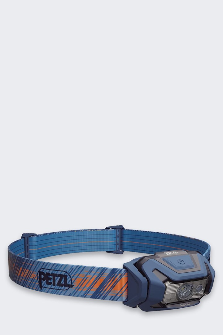 Naglavna svjetiljka PETZL ARIA 1R RGB (450 lumena, punjiva), plava boja
