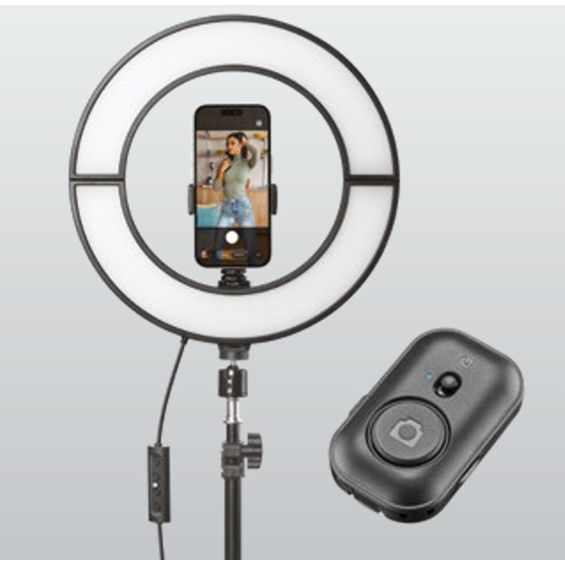 Selfie ring CELLULARLINE Foldy (12" RGB LED, stativ 170 cm, Bluetooth, crna boja)-4