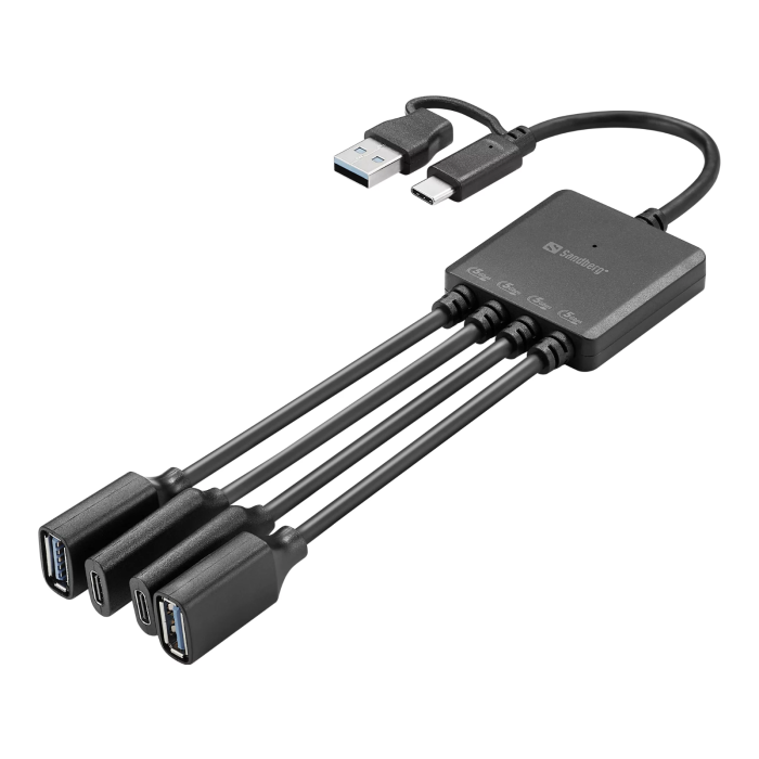USB Hub SANDBERG USB-C/A na 4 porta (2x USB-A, 2x USB-C), USB 3.0