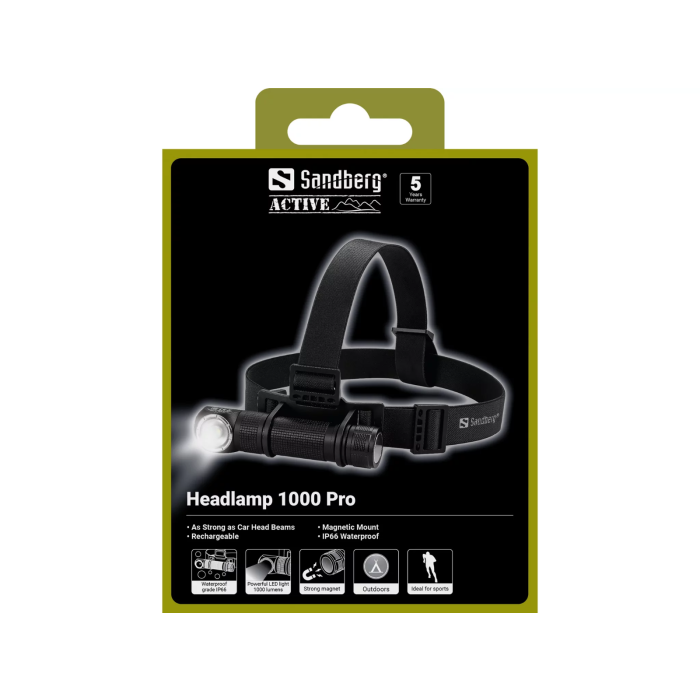 Naglavna svjetiljka SANDBERG Headlamp 1000 Pro (1000 lumena, IP66)-5