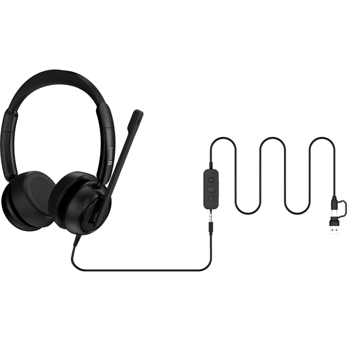 Slušalice SANDBERG 3in1 Office Headset Pro ENC (žične, mikrofon, 3.5mm, USB-A, USB-C)-1
