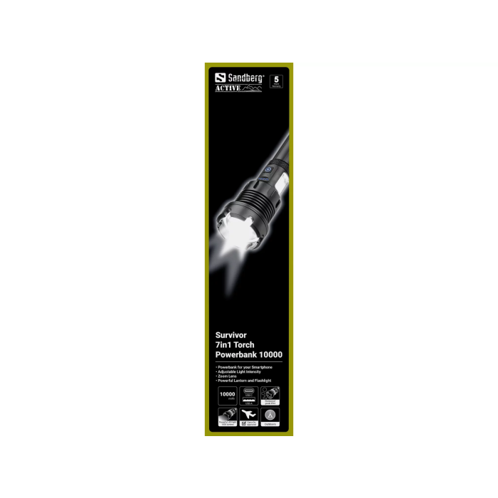 Multifunkcionalna svjetiljka SANDBERG Survivor 7-in-1 Torch Powerbank 10000-5