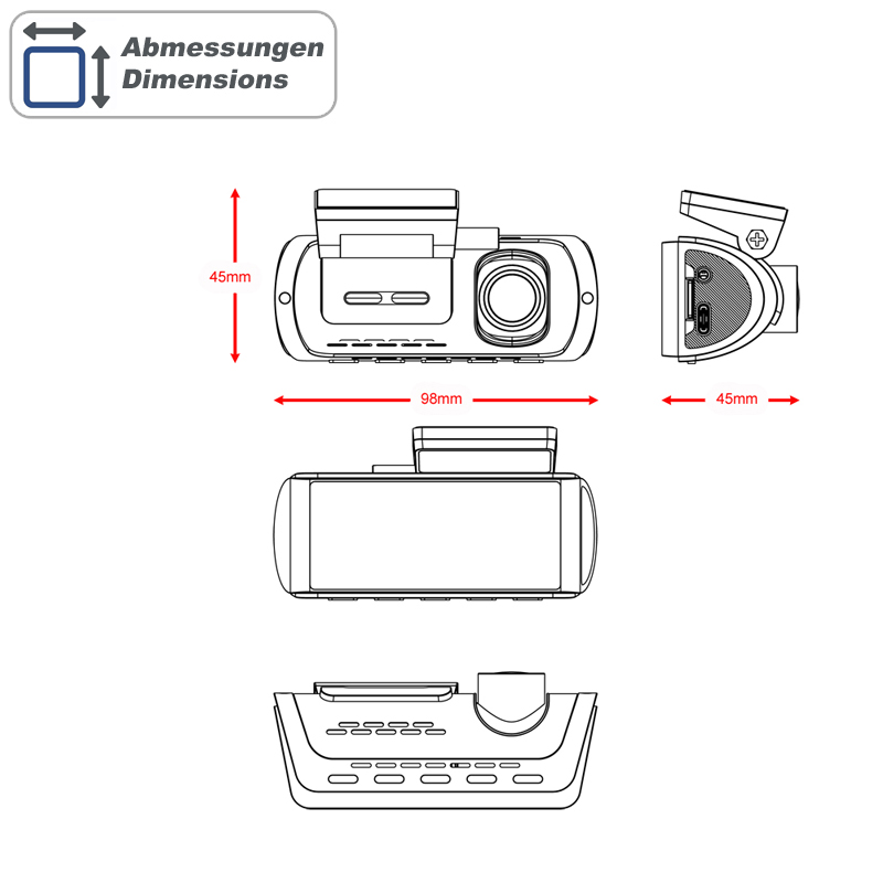Auto kamera AMPIRE dvokanalna (4K prednja, 1080P stražnja, Wi-Fi, 64GB)-5
