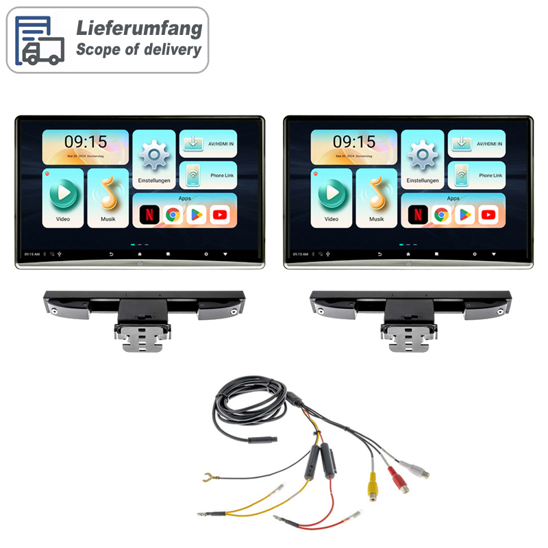 Sustav monitora za naslon za glavu AMPIRE AMX225 (12.4", Dual, Android, Wi-Fi)-4