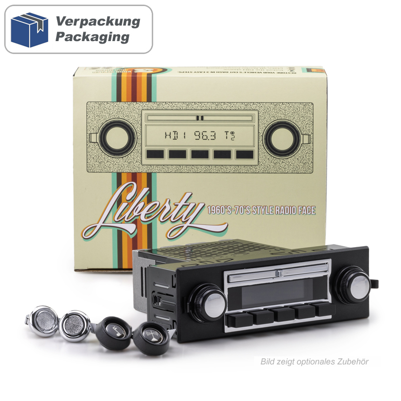 Display jedinica RETROSOUND Liberty s gumbima i DIN setom za montažu-3