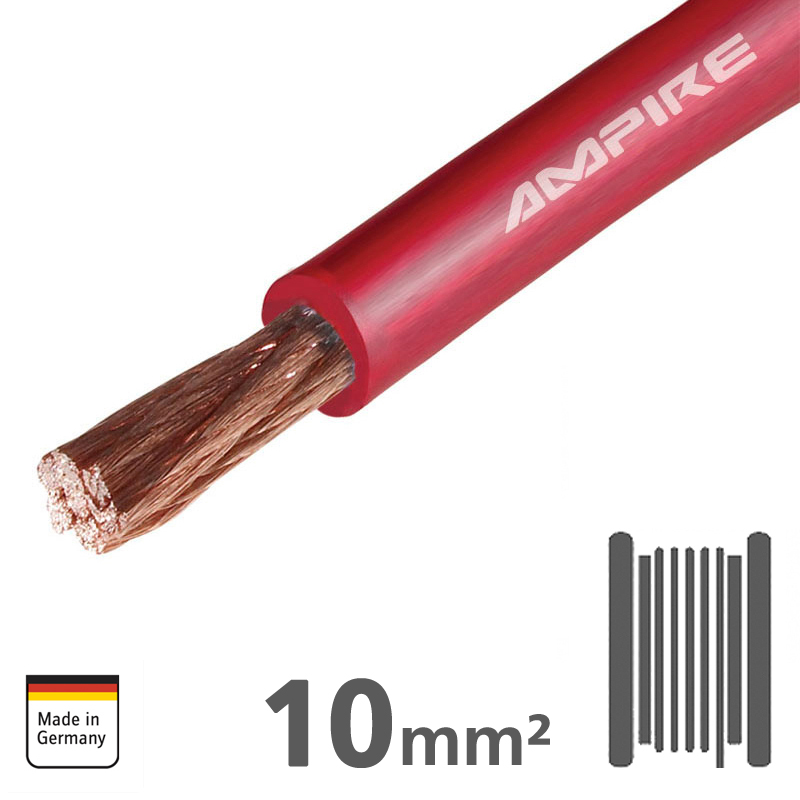 Kabel za napajanje AMPIRE 10mm² (8AWG) crvena boja (35m kolut)-1