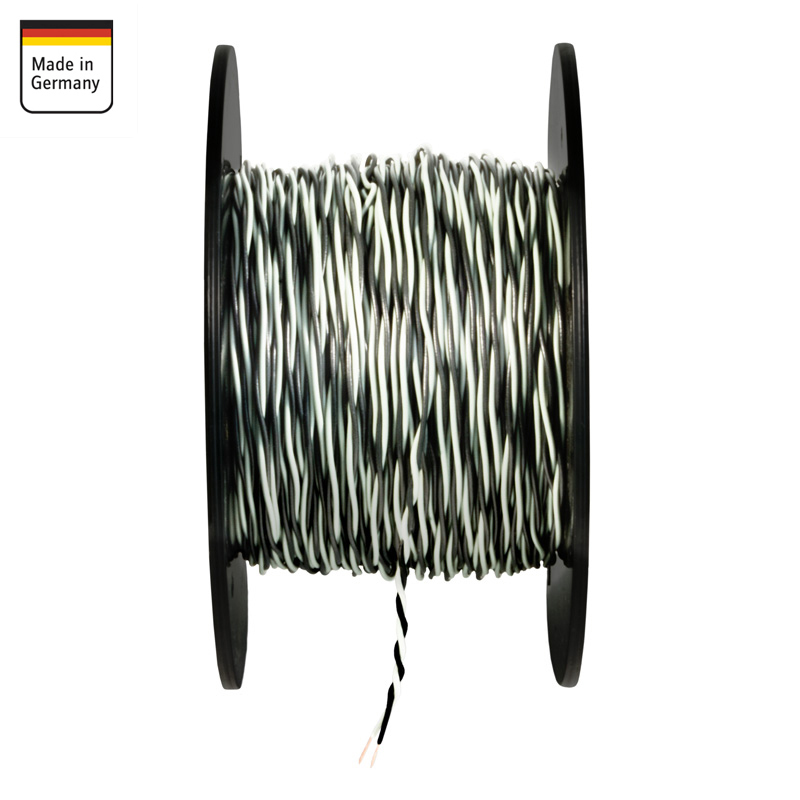 Kabel upletena parica AMPIRE 2x 0.5mm² (150m rola), bijelo/crna boja-2