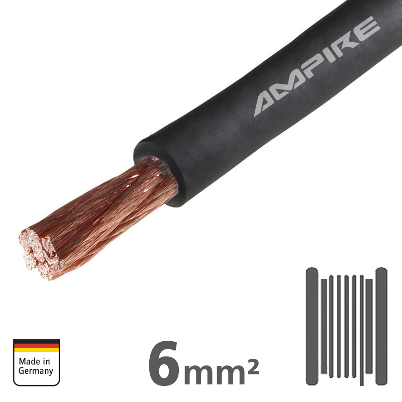 Kabel za napajanje AMPIRE 6mm² (10AWG) 50m crna boja-1