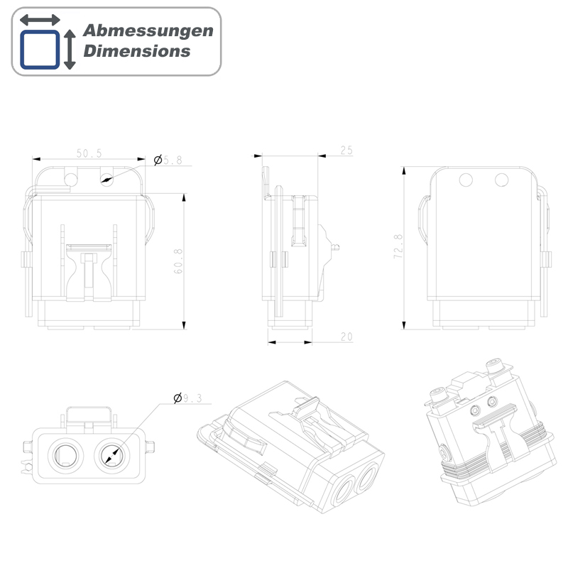 Set vodootpornog kućišta osigurača AMPIRE MIDI (Mini-ANL) za 16/25mm² kabel-2