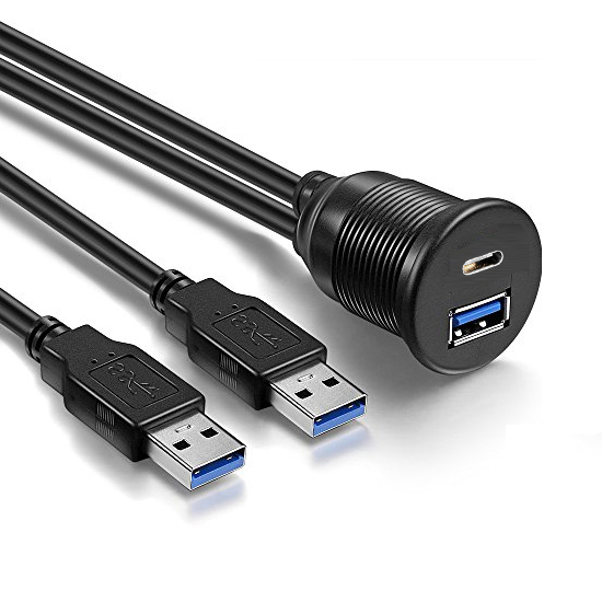 Ugradbena utičnica AMPIRE USB-A i USB-C na 2x USB-A, 60 cm