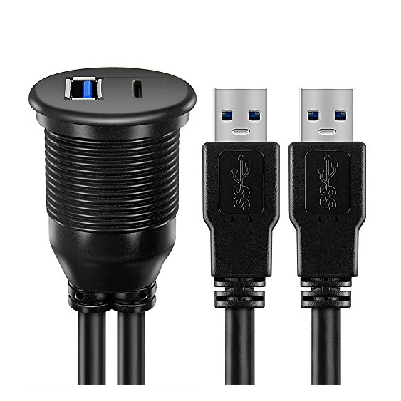 Ugradbena utičnica AMPIRE USB-A i USB-C na 2x USB-A, 60 cm-2