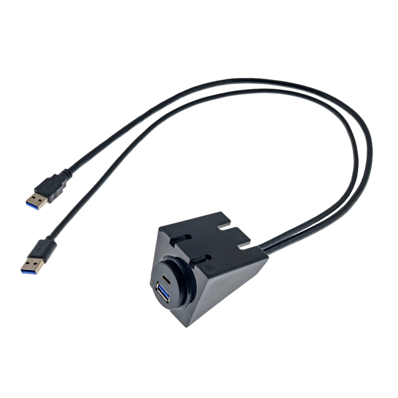 Ugradbena utičnica AMPIRE USB-A i USB-C na 2x USB-A, 60 cm-3
