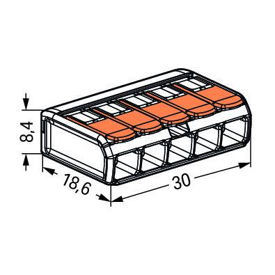 Spojnica s polugom WAGO 221-415 (5-polna, 4 mm², 25 kom)-2