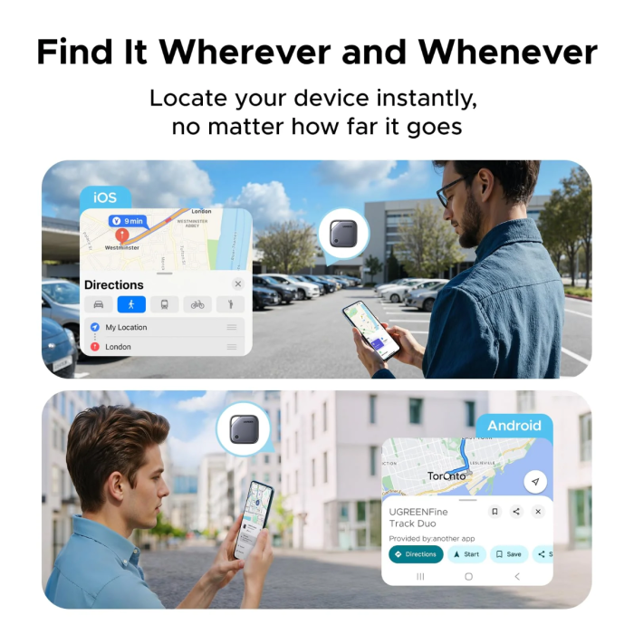 UGREEN Finder Pro Bluetooth tracker za iOS i Android (4 komada)-6