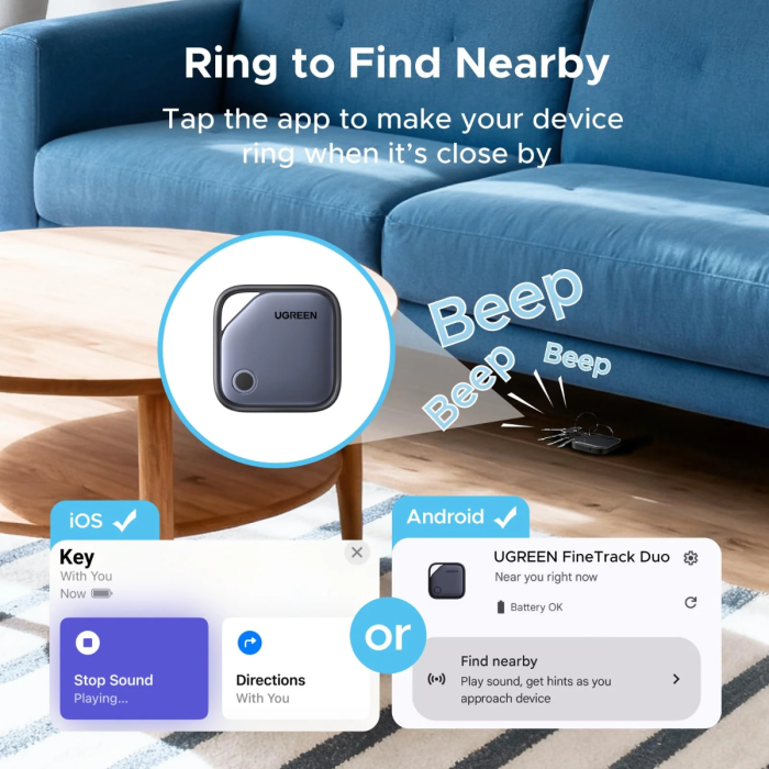 UGREEN Finder Pro Bluetooth tracker za iOS i Android (4 komada)-8
