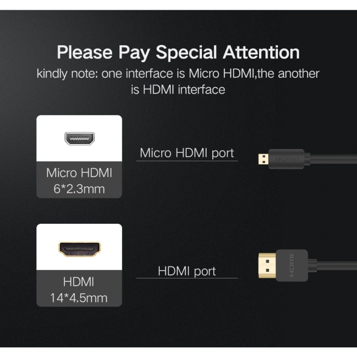 Kabel UGREEN Micro HDMI na HDMI 4K 2m (HD127)-5