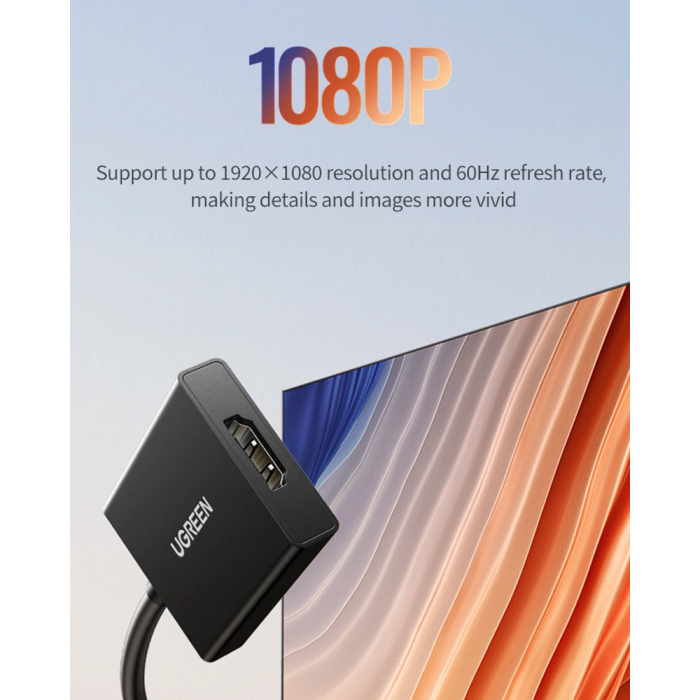 Adapter UGREEN CM513 VGA na HDMI (1080p, 3.5mm Audio, USB-C napajanje)-4