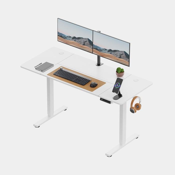 VonHaus Bela električno nastavljiva dvižna pisalna miza 140 × 60 cm z USB-C polnilnim priključkom-1