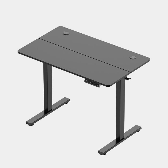 VonHaus Črna električno nastavljiva dvižna pisalna miza 100 × 60 cm z USB-C polnilnim priključkom-0