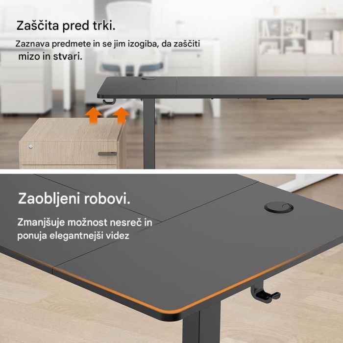 VonHaus barva svetel les električno nastavljiva dvižna pisalna miza 100 × 60 cm z USB-C polnilnim priključkom-12
