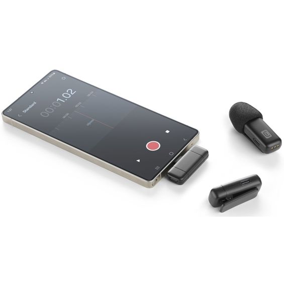 Bežični mikrofon CELLULARLINE Talk Pro (2 mikrofona, prijemnik, ENC, do 6 h baterija, USB-C, crna boja)-2