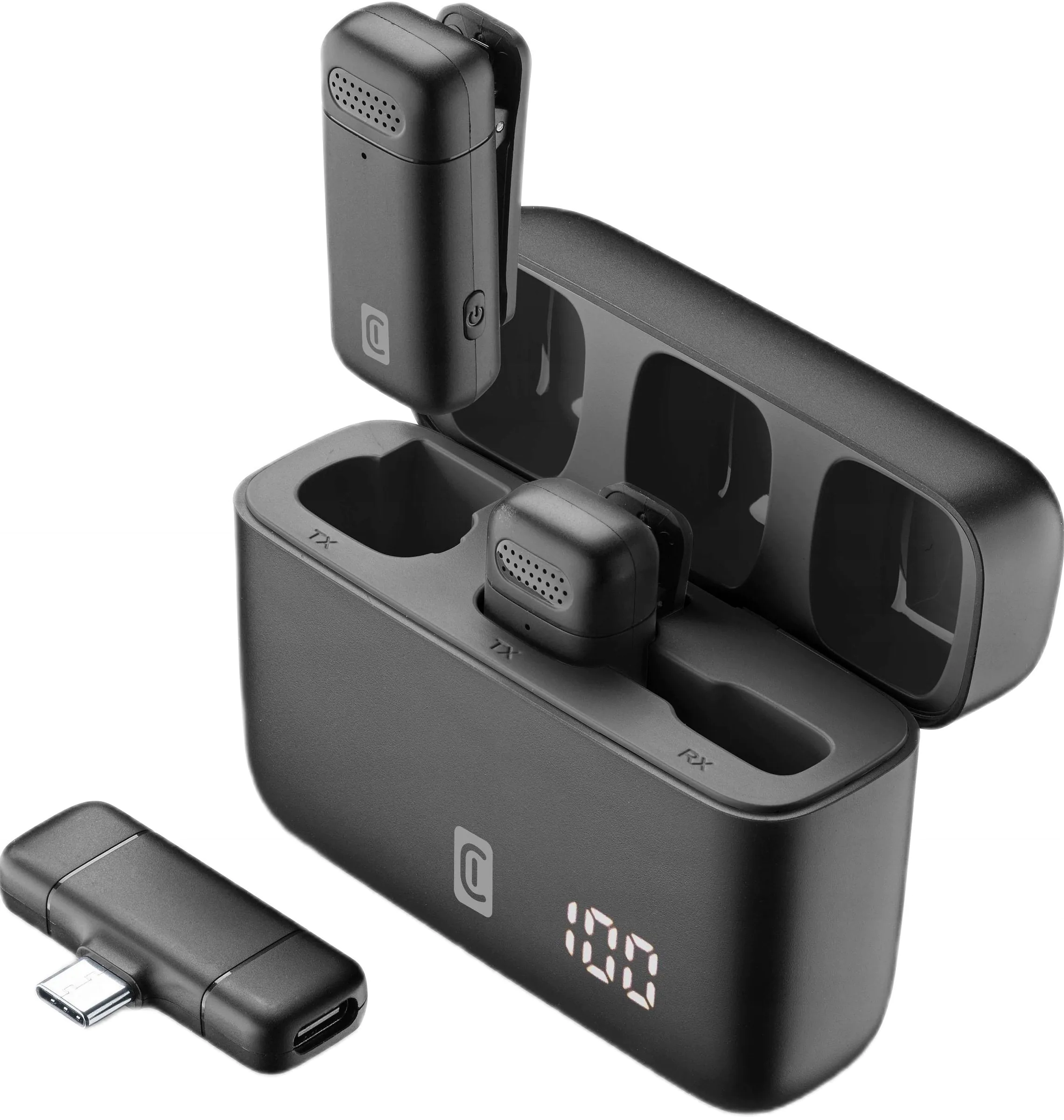 Bežični mikrofon CELLULARLINE Talk Pro (2 mikrofona, prijemnik, ENC, do 6 h baterija, USB-C, crna boja)-0