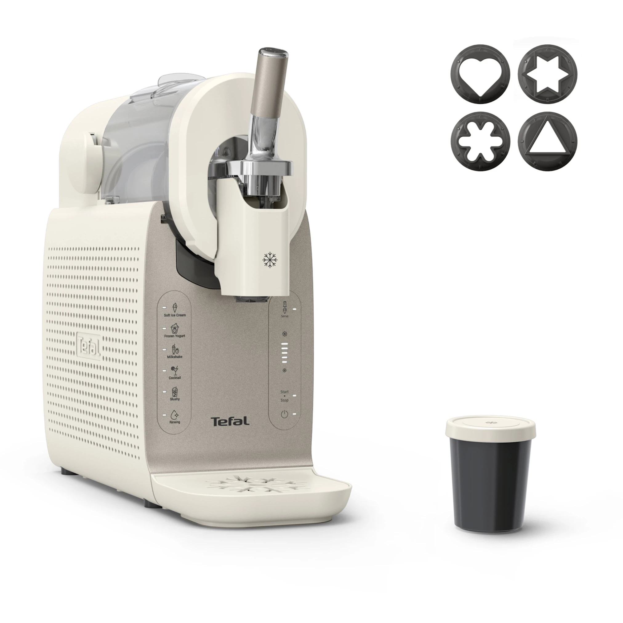 Aparat za sladoled TEFAL Freezi IG803AE0 (200 W, 1 l, kompresor, bež boja)