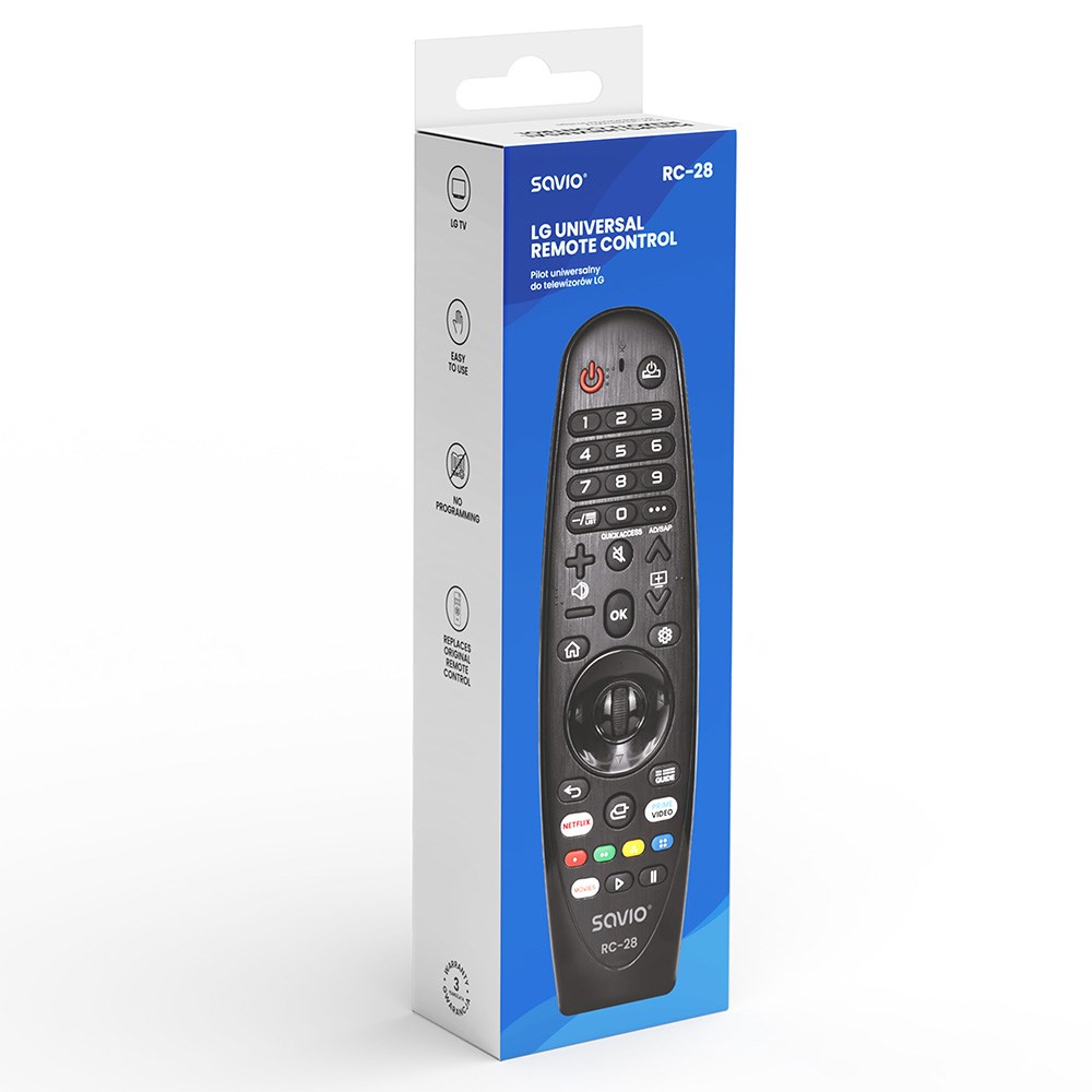 Universal / replacement remote control for LG TV – SMART TV SAVIO RC-28-1