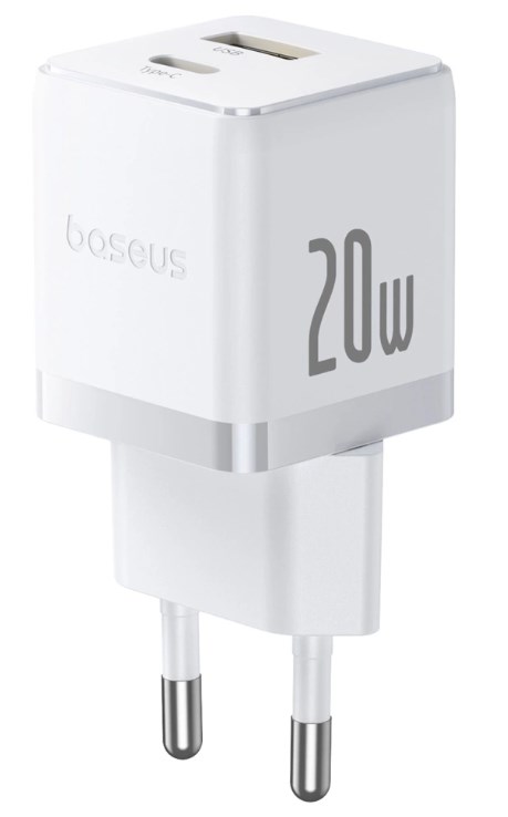 Zidni punjač BASEUS GaN5 Pro Mini 20W (1x USB-C), bijela boja-0