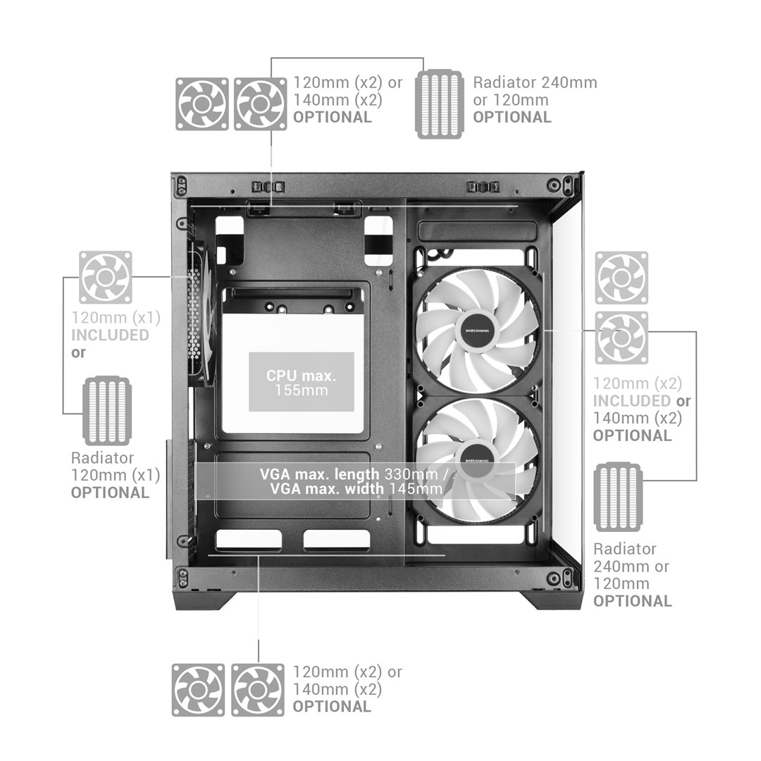 TACENS MARS MC-VIEW3 3xARGB USB-C mATX- obudowa/cases-5