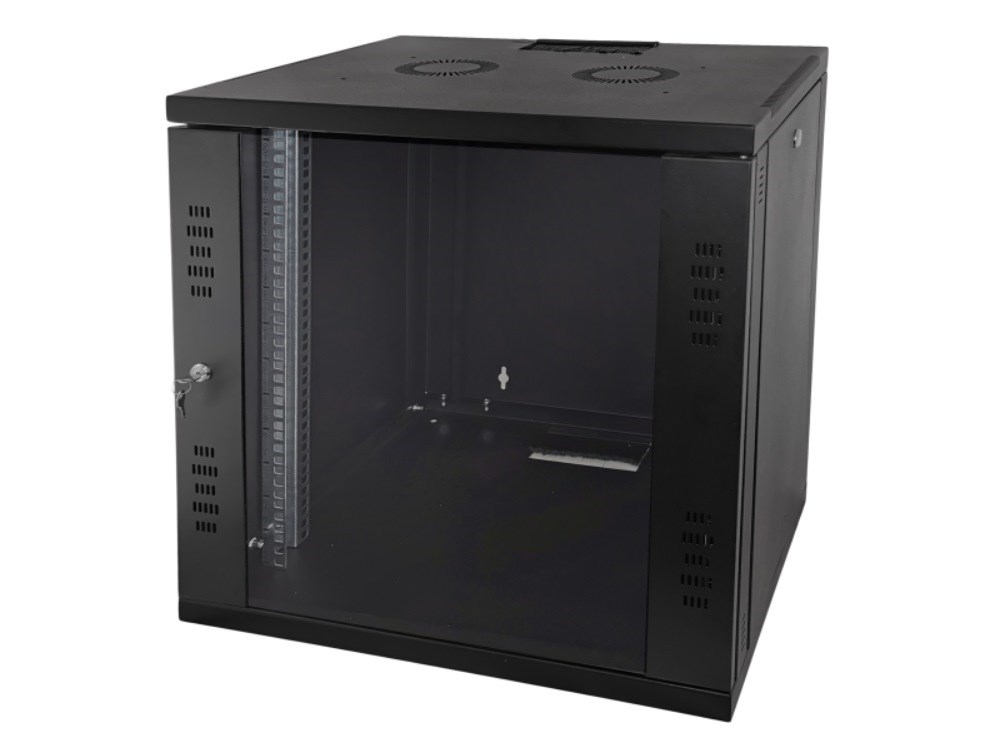 Alantec SW-15U-600-450-N-DSJ-OP-RP-F-C 19" 15U STRONG RACK Hanging Rack, 600x450, glass door, black, FLAT PACK