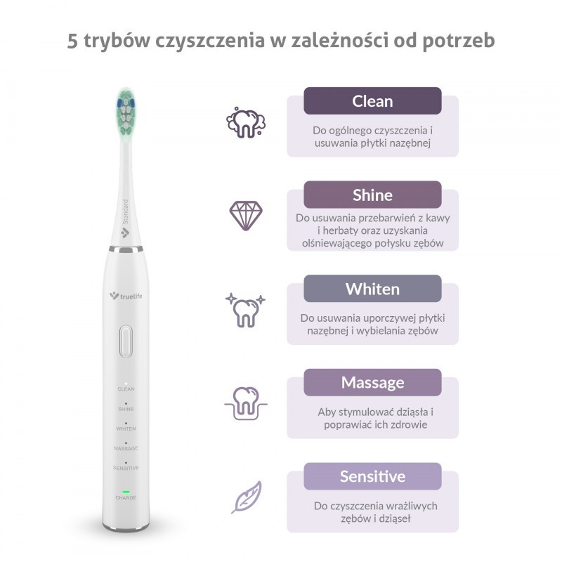 Sonična četkica za zube TRUELIFE SonicBrush Clean30, bijela boja-1
