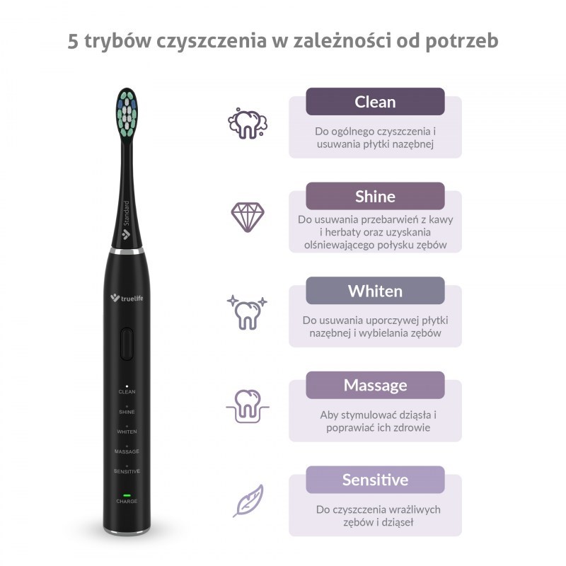 Sonična četkica za zube TRUELIFE SonicBrush Clean30 crna boja-1
