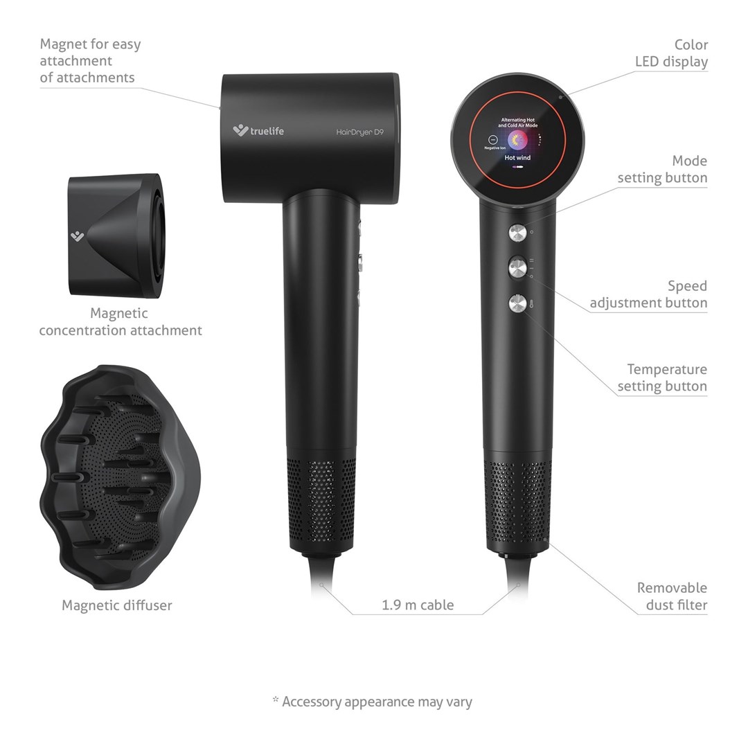 Sušilo za kosu TRUELIFE HairDryer D9 (1600W, ionizator)-12